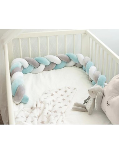 Treccia protettiva culla e letto azzurro e grigio | shopincasa.it
