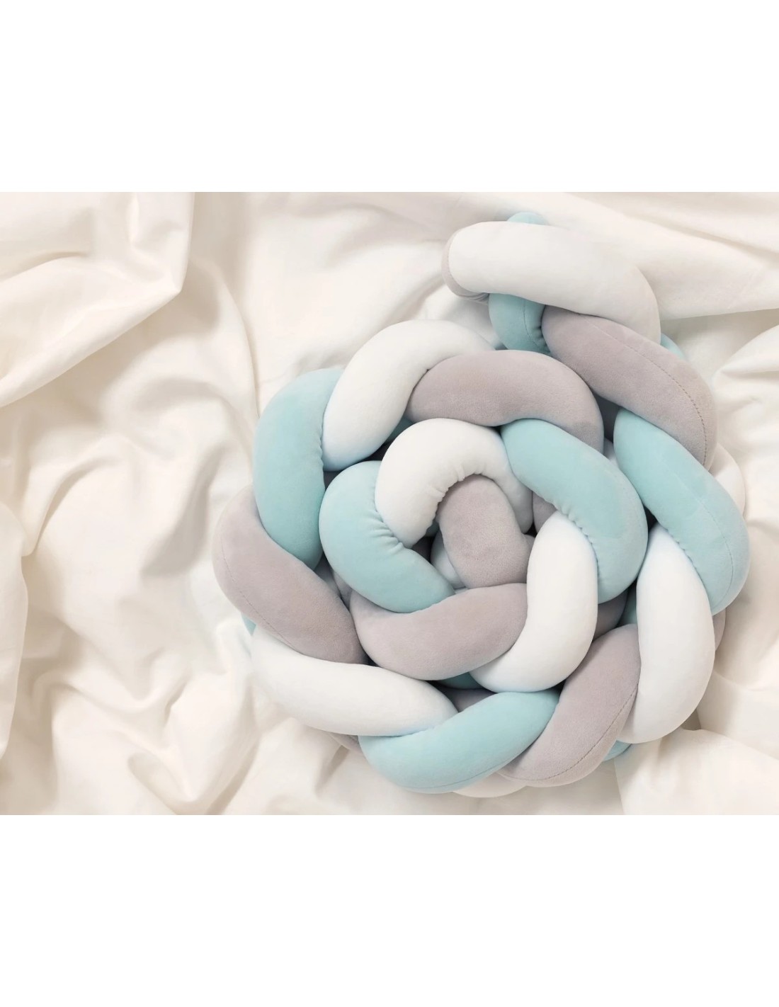 Treccia protettiva culla e letto azzurro e grigio | shopincasa.it