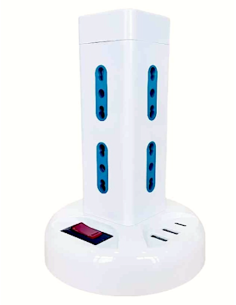 MULTIPRESA A TORRE ES130 8P BIPASSO CON INTERRUTTORE