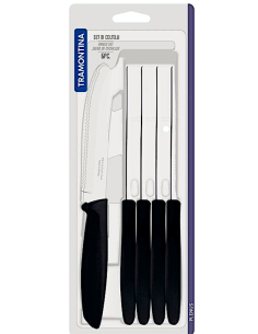 PLENUS CONF 6 COLTELLI TAVOLA MANICO NERO