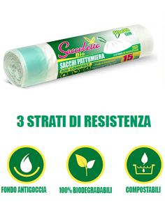 CONF 15 SACCHI BIO 12LT 43X45CM CON MANIGLIE