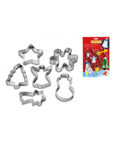 STAMPI E FORME ALLUMINIO: vendita online GUARDINI TAGLIABISCOTTI NATALE SET 6 PZ 15654 in offerta