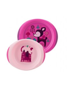 BIBERON - CIUCCETTI - TETTARELLE: vendita online PIATTO FONDO E PIANO ROSA CHICCO in offerta