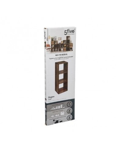 MENSOLE E SCAFFALI: vendita online 5five Mix n Modul Indus, scaffale 3 ripiani, effetto legno scuro, mobile industriale, port...