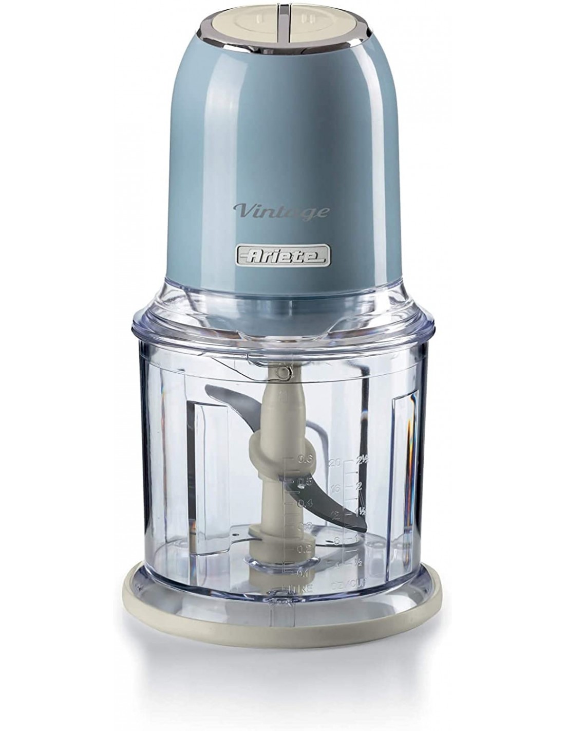 FRULLATORI E TRITATUTTO: vendita online Tritatutto Ariete Vintage Celeste – 400W, 2 velocità, 4 lame inox, tazza 600ml, trita...