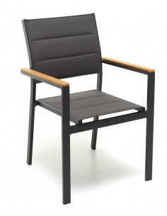 SEDIE E POLTRONE: vendita online Sedia Hills Antracite, poltrona impilabile in alluminio, braccioli Polywood, seduta Textilen...