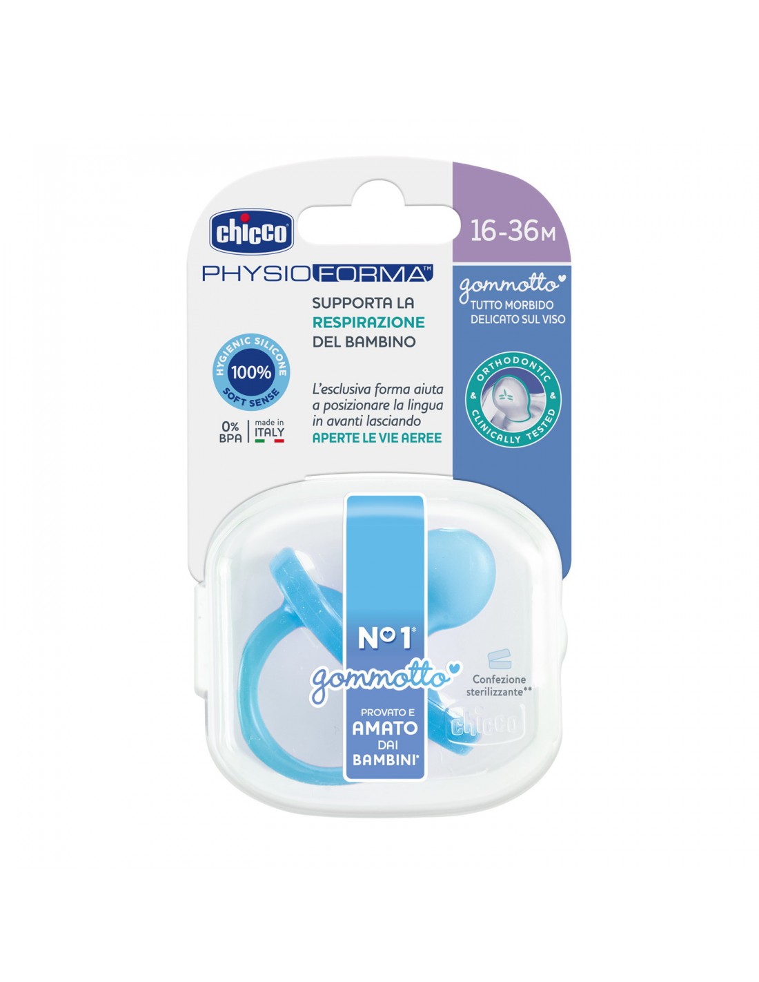 BIBERON - CIUCCETTI - TETTARELLE: vendita online SUCCHIETTO 12 MESI GOMMOTTO AZZURRO CHICCO in offerta
