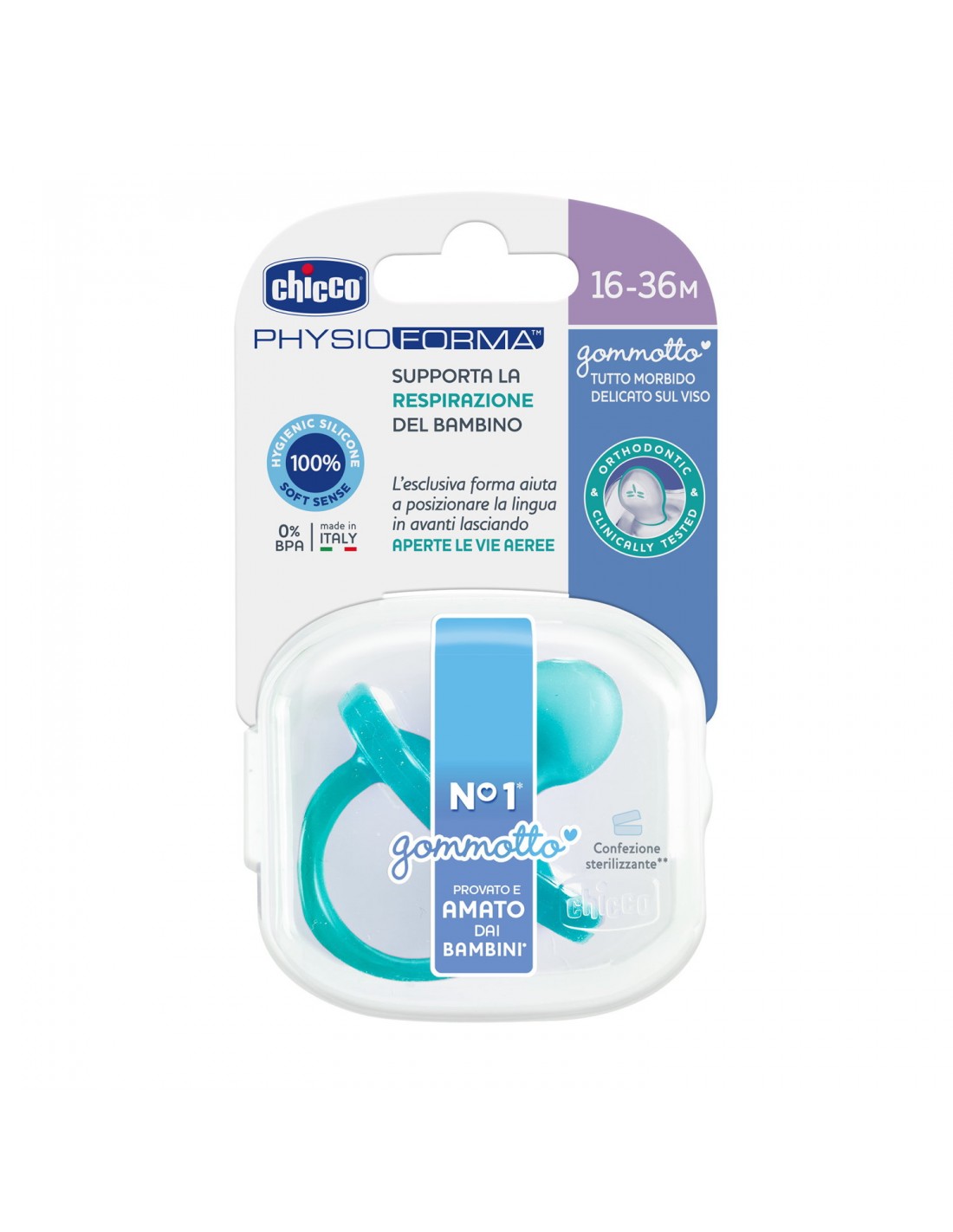 BIBERON - CIUCCETTI - TETTARELLE: vendita online SUCCHIETTO 12 MESI GOMMOTTO AZZURRO CHICCO in offerta