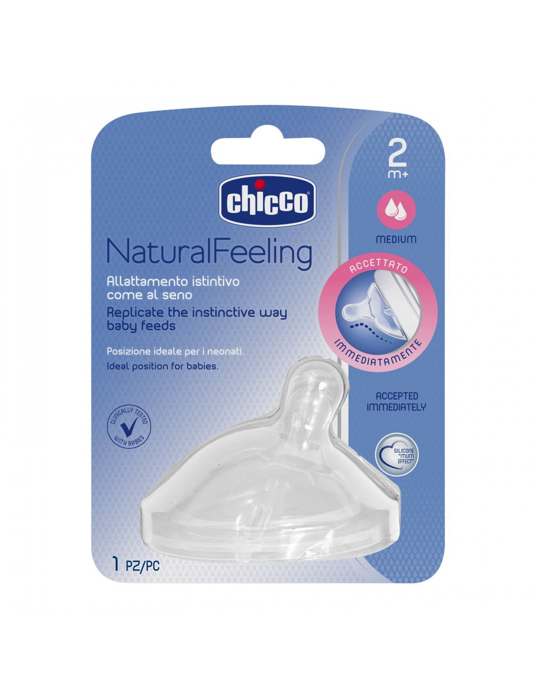 BIBERON - CIUCCETTI - TETTARELLE: vendita online TETTARELLA 2 MESI NATURAL FEELING FLUSSO MEDIO CHICCO in offerta