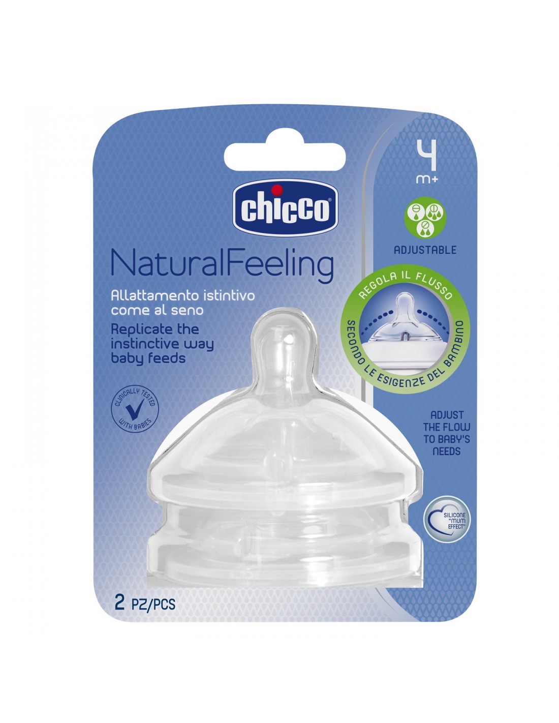 BIBERON - CIUCCETTI - TETTARELLE: vendita online TETTARELLA 4 MESI NATURAL FEELING FLUSSO REGOLABILE 2 PEZZI CHICCO in offerta