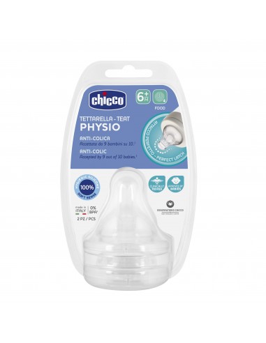 BIBERON - CIUCCETTI - TETTARELLE: vendita online Chicco Tettarella Perfect 5 6m+ in Silicone Flusso Pappa - Set di 2 Pezzi in...
