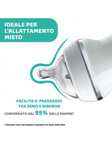 BIBERON - CIUCCETTI - TETTARELLE: vendita online Chicco Natural Feeling Biberon Anticolica 0+ Mesi - 150 ml, Tettarella in Si...
