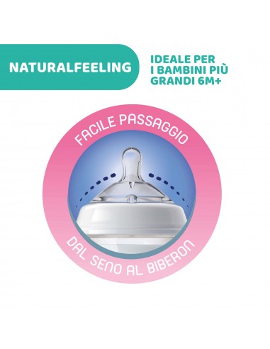 BIBERON - CIUCCETTI - TETTARELLE: vendita online Chicco Natural Feeling Biberon Anticolica 6+ Mesi - 330 ml, Tettarella Morbi...