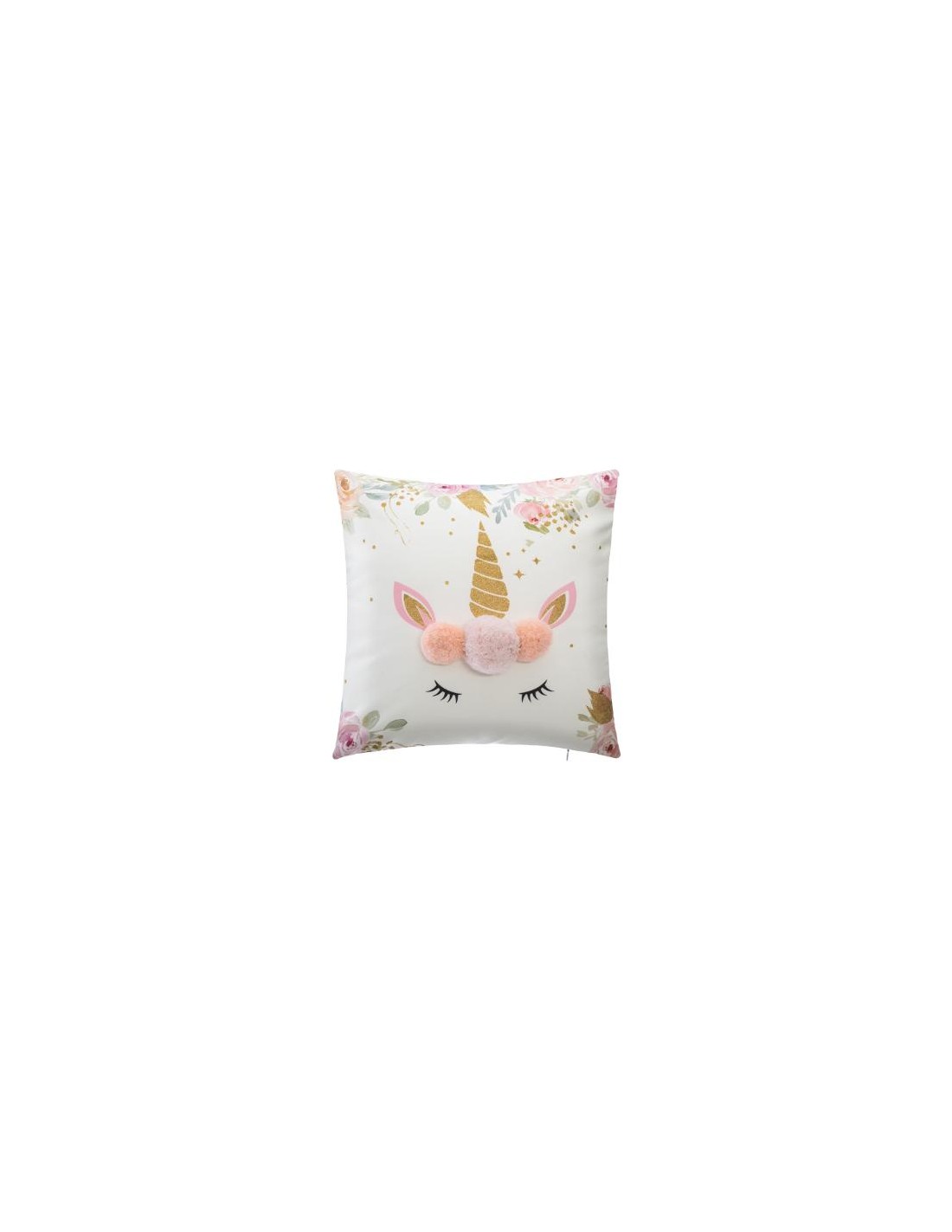 CUSCINI D'ARREDO: vendita online CUSCINO UNICORNO 40X40CM CON POMPOM in offerta