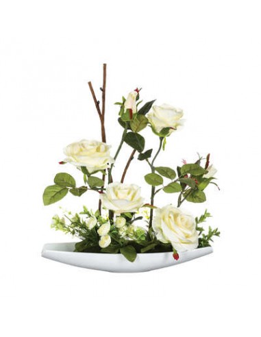 PIANTE E FIORI CON VASO: vendita online VASO CON ROSE BIANCHE 33X20X36CM in offerta