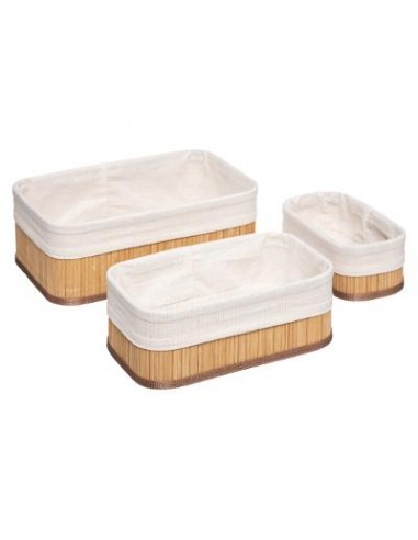 CESTE BUCATO VIMINI: vendita online SET 3 CESTINI IN BAMBOO in offerta