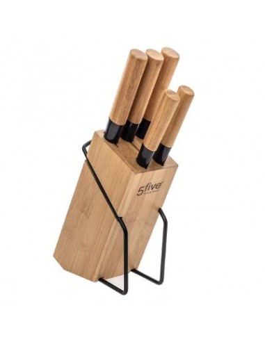 COLTELLI TAVOLA: vendita online SET 5 COLTELLI ACCIAIO BASE BAMBOO 151357 in offerta