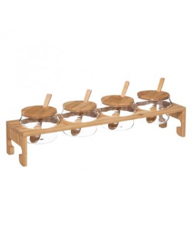 ACCESSORI VARI: vendita online SET 5 PEZZI 179622 VASETTI C/MENSOLA BAMBOO in offerta