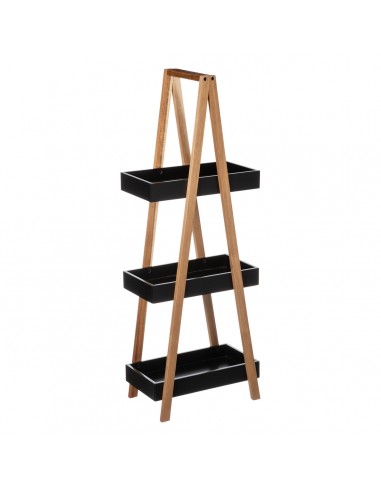 SPECCHI E MOBILETTI: vendita online MENSOLA BAGNO 3 RIPIANI BAMBOO NERO 30X18X82CM in offerta