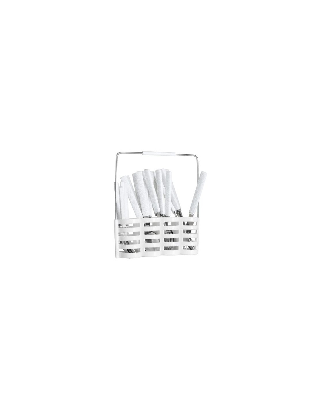 SERVIZI DI POSATE: vendita online SERVIZIO 24 POSATE CON STAND BIANCO 150005B in offerta