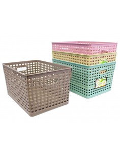CESTE BUCATO PLASTICA: vendita online CESTINO GRANDE IN PLASTICA FORATA 34x23,5x17,5 CM LEGA in offerta