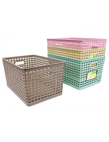 CESTE BUCATO PLASTICA: vendita online CESTINO GRANDE IN PLASTICA FORATA 34x23,5x17,5 CM LEGA in offerta