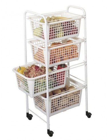 CARRELLI E MENSOLE: vendita online CARRELLO PORTAFRUTTA 4 CESTI 38X30X83CM METALTEX in offerta
