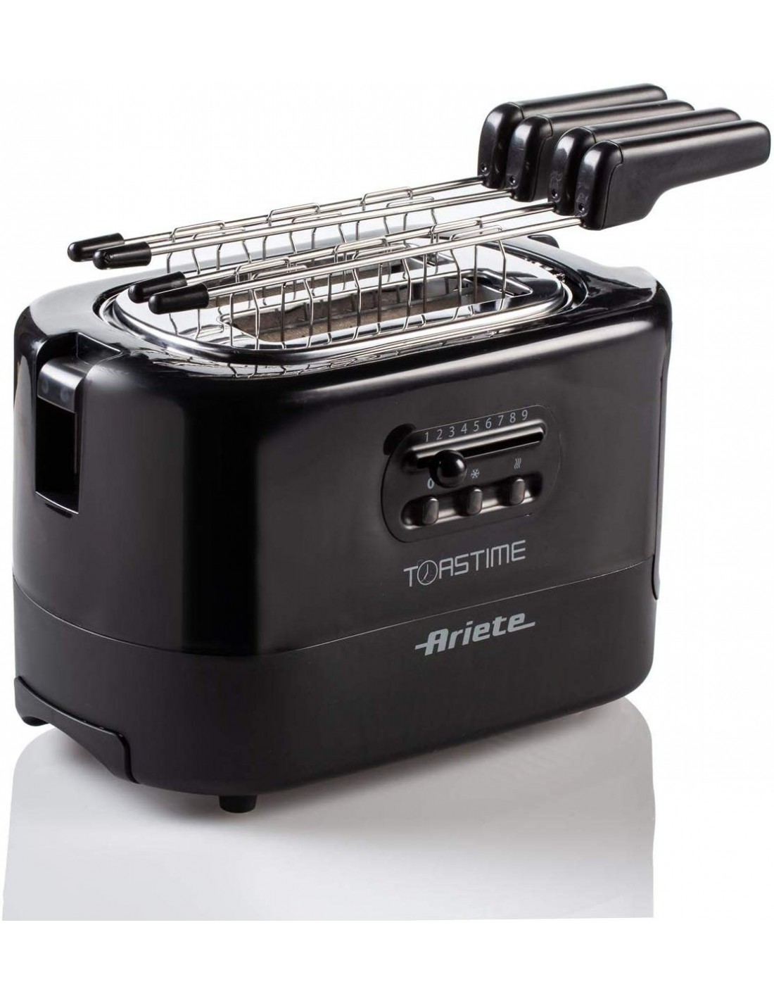 PIASTRE - TOSTAPANE - BISTECCHIERE: vendita online Ariete, Toastime Nero, tostapane elettrico, 2 fette, pinze inox, 9 livelli...