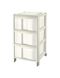 CASSETTIERE: vendita online Tontarelli, cassettiera Bambù, 3 cassetti alti, bianco, polipropilene, 39.5x38.5x67 cm, organizer...