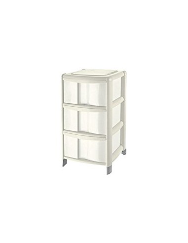 CASSETTIERE: vendita online Tontarelli, cassettiera Bambù, 3 cassetti alti, bianco, polipropilene, 39.5x38.5x67 cm, organizer...