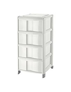 CASSETTIERE: vendita online Tontarelli, cassettiera Bambù 4 cassetti alti, bianca, 39,5x38,5x86 cm, casa, bagno, ufficio in o... 2