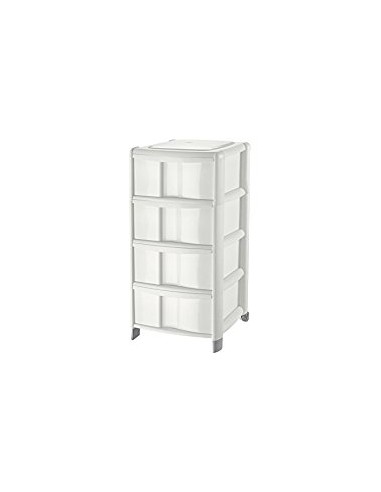 CASSETTIERE: vendita online Tontarelli, cassettiera Bambù 4 cassetti alti, bianca, 39,5x38,5x86 cm, casa, bagno, ufficio in o...