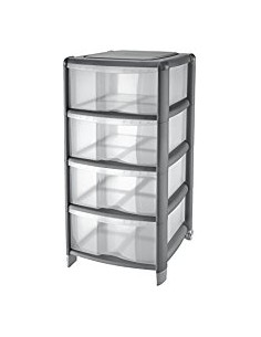 CASSETTIERE: vendita online Tontarelli, cassettiera Bambù 4 cassetti, grigio, 36x34x80h cm, organizer salvaspazio, casa, uffi...
