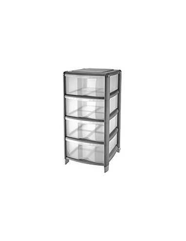 CASSETTIERE: vendita online Tontarelli, cassettiera Bambù 4 cassetti, grigio, 36x34x80h cm, organizer salvaspazio, casa, uffi...