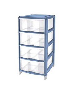 CASSETTIERE: vendita online Tontarelli, cassettiera Bambù 4 cassetti, celeste, plastica resistente, 36x34x80 cm, arredo casa,...