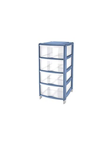 CASSETTIERE: vendita online Tontarelli, cassettiera Bambù 4 cassetti, celeste, plastica resistente, 36x34x80 cm, arredo casa,...