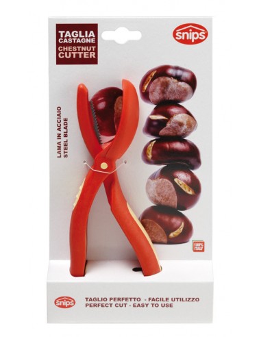 UTENSILI CUCINA: vendita online TAGLIA CASTAGNE IN PLASTICA 10,5X25,5X1 CM ROSSO SNIPS in offerta