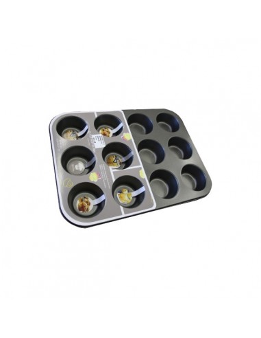 STAMPI E FORME ANTIADERENTE: vendita online STAMPO MUFFIN 12 POSTI ALLUMINIO 35.5X26.5X3 CM EURONOVITA in offerta