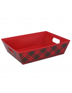 OGGETTISTICA: vendita online CESTA CARTONE ROSSO TARTAN 38X27X7CM in offerta