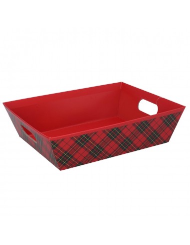 OGGETTISTICA: vendita online CESTA CARTONE ROSSO TARTAN 38X27X7CM in offerta