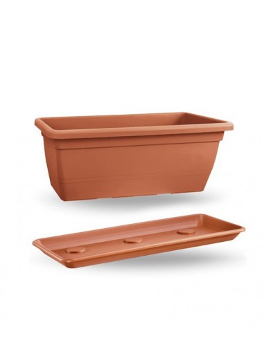 VASI E SOTTO VASI: vendita online ANTHEA FIORIERA CON SOTTOFIORIERA 100CM RETTANGOLARE COLORE TERRACOTTA in offerta