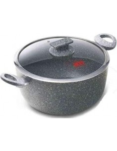 PENTOLE EFFETTO PIETRA: vendita online Casseruola Regina di Pietra 26 cm con Coperchio in Vetro – Induzione Accademia Mugnano...