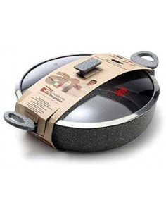 PENTOLE INDUZIONE: vendita online Tegame Regina di Pietra 32 cm con Coperchio e Manici Soft-Touch – Accademia Mugnano in offerta